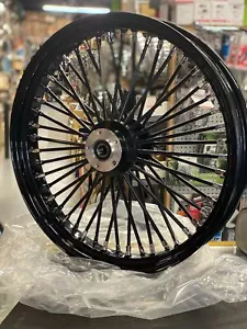 Black 23X3.5 Fat King Spoke Front Wheel Rim Softail Bagger Touring Harley Herita - Picture 1 of 7