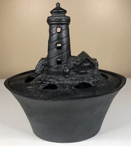 Vtg Nautical Coastal LIGHTHOUSE Cast Iron HUMIDIFIER / STEAMER for Wood Stoves - Picture 1 of 16