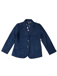 Talbots Aberdeen Navy Herringbone Wool Blend Blazer Women's Size 4 Jacket Tweed - Picture 1 of 7