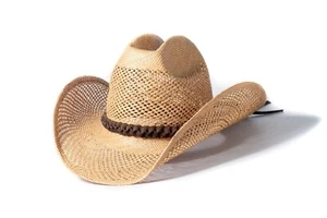 Cowboy Hat made from gold fan palm. - Picture 1 of 5