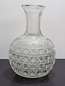 Antique Clear EAPG Button w/ Diamond Cane Pattern 8-3/4" Water Jug Bottle   *** - Picture 1 of 7