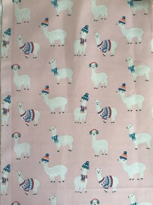 50cm x 25cm Wide Cath Kidston Llamas On Pink cotton Duck Fabric New Alpaca - Image 1 of 4