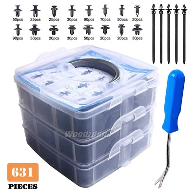 631 PCS Car Body Trim Clips Retainer Bumper Door Panel Push Plastic Fastener Kit - image 1 of 4