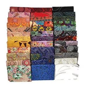 10 Fat Quarters - Pacchetto tessuti aborigeni australiani M&S Nambooka FQ M491.15 - Foto 1 di 5