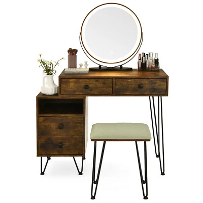 Juego de taburete tocador tocador maquillaje dormitorio Topbuy con 3 colores iluminados Foto 1 de 4