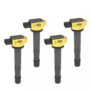 Accel Yellow Supercoil For 2002-2006 Honda Inline 4 2.0L 2.2L 2.4L 4 Pack - Picture 1 of 2