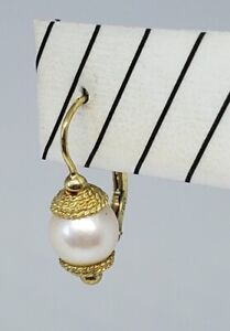Single 18k Yellow Gold Cultured Pearl Rope Leverback Earring 2g