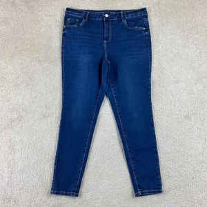 Avella Jeans Womens 18 36x28 Blue Skinny High Rise Organic Cotton Blend Stretch - Picture 1 of 12