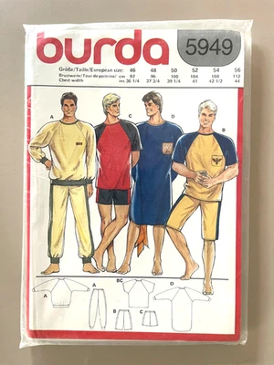 1980's Burda Men's Top,Pants,Shorts Pattern 5949 Size 46-56 UNCUT - Image 1 of 2
