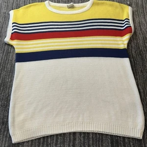 Vintage Sweater Vest Womens M/L Striped Sleeveless 80s Pykettes Knit Stripe EUC - Picture 1 of 8
