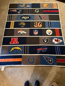 Pottery Barn Teen NFL Quilts Twin 68x86– AFC (Lightly Used) + NFC (Needs Repair) - Picture 1 of 6