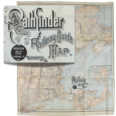 Карта железной дороги Новой Англии 1890 ABC Pathfinder Бостон Нантакет Белые горы - Изображение 1 из 4