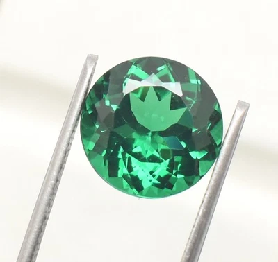 Lab Zambian Emerald Round Diamond Cut 6 mm 8 mm 10 mm 12 mm Loose Gemstones - Image 1 of 4