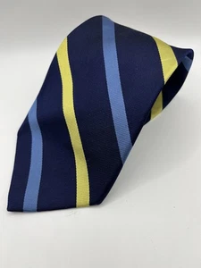 BROOKS BROTHERS MAKER blau gelb gestreifte Seidenkrawatte HANDARBEIT USA - Bild 1 von 3