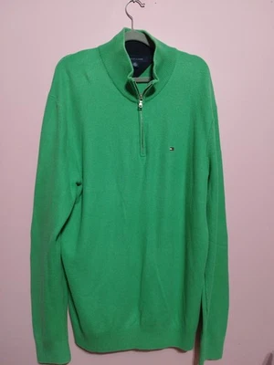 Pull Tommy Hilfiger Vert Taille L Excellent Etat - Photo 1/4