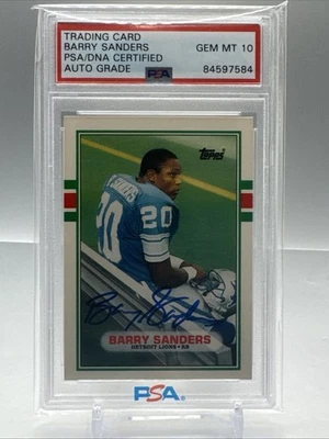 1989 TOPPS TRADED #83T BARRY SANDERS RC HEISMAN HOF PSA 10 Auto - Image 1 of 2