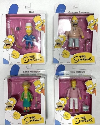 "Juego de 5 figuras de Los Simpson Jakks Pacific Wave de 5 Edna, Troya, abuelo, barba de hockey" Foto 1 de 4