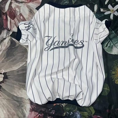 New York Yankees Sporty Paws Dog Pin Stripe Jersey Shirt SZ L - Image 1 of 4