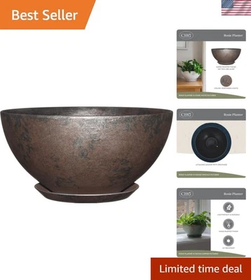 Plantador moderno clássico para casa e jardim Rosie 10” - Resistente aos raios UV, elegância atemporal - Imagem 1 de 4