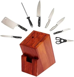 Wooden Knife Storage Block without Knives, 7 Slot Universal Knife Holder Coun... - Picture 1 of 4