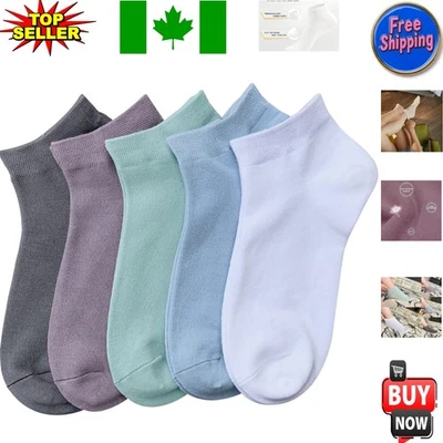 5 Pairs Women Bamboo Odor Resistant Low Cut Socks - Size Large, Assorted Colors Foto 1 de 4