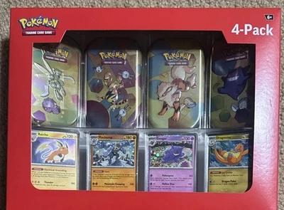 Pokemon TCG 151 Mini Tins 4 Pack + 4 Promos 💎SEALED💎 Sams Club Exclusive NEW  - Image 1 of 3