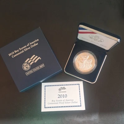 2010-P Boy Scouts of America Centennial Silver Dollar Coin COA OGP 90% Silver - Image 1 of 4