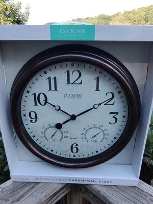 NUEVO Reloj La Crosse 15" Reloj de Pared Interior/Exterior con Temperatura/Humedad 404-3015 Foto 1 de 4