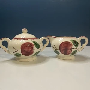 Vintage Blue Ridge Crab Apple Sugar Bowl And Creamer - Picture 1 of 16