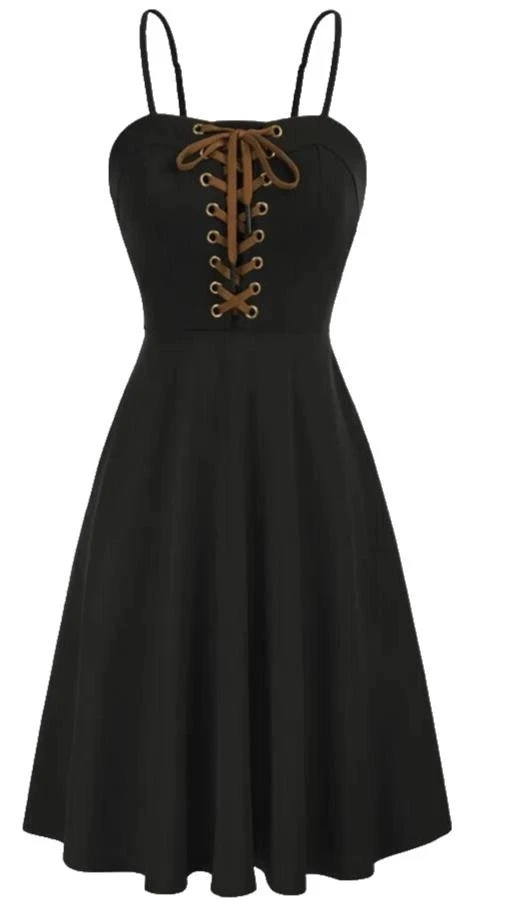 Scarlet Darkness Black Sweetheart Neck Lacing Cami A-Line Dress Grunge Goth Sz S - Image 1 of 4