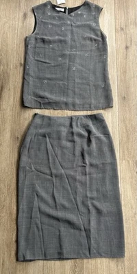 VALENTINO Gray Sleeveless Top & Skirt Set 42 8 Italy - Image 1 of 4