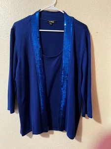 Preowned One piece ELEMENTZ Blue Blazer Sweater Top Woman Plus Size 2X - Picture 1 of 13