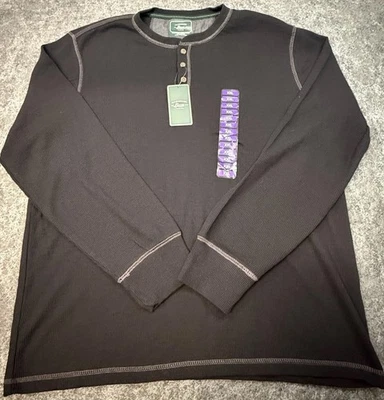 NWT G. H. Bass & Co. Men's Long Sleeve Waffle Henley Shirt 2XL Black MSRP $50.00 - Image 1 of 4