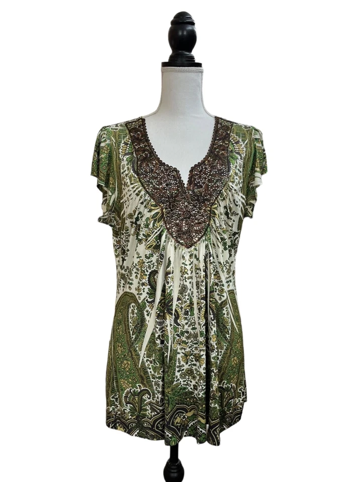 Blusa túnica Covington para mujer multicolor de encaje y lentejuelas L Foto 1 de 4