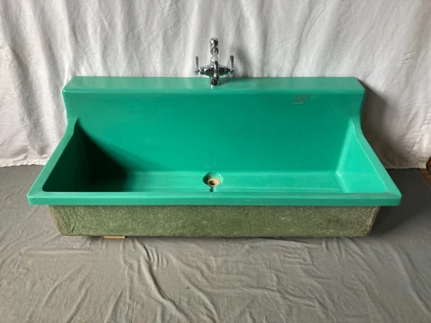 Vtg 52x24 Green Kreonite Utility Garden Slop Sink Single Basin High Back 448-23E Cover