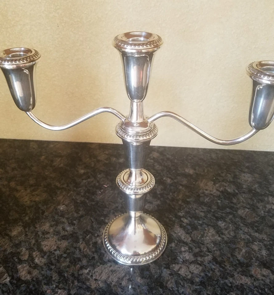 PAR DE CANDELABROS INTERCAMBIABLES EMPIRE STERLING 3 LUCES 10 1/2" Foto 1 de 4