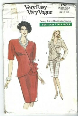 Vogue Sewing Pattern 7746, Vintage Top and Skirt, Size 8 - 10 - 12, Uncut - Image 1 of 2