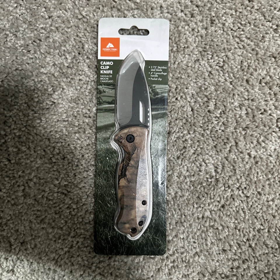 Pocket Knife Ozark Trail Stainless Steel Blade Mossy Oak Camo Handle