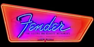 Fender Guitars & Instruments DIECUT NEW 28" Wide Sign USA STEEL XL Size 7 lbs - Picture 1 of 1