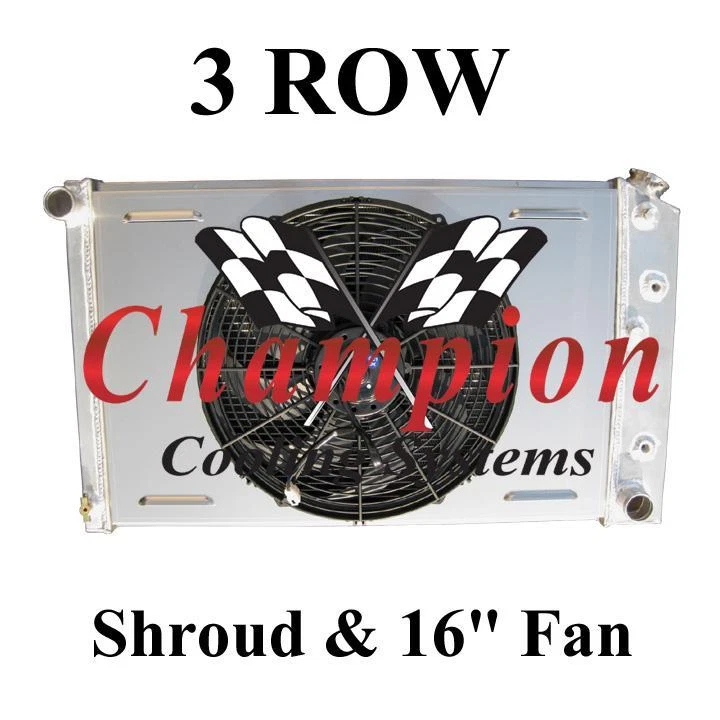 1978-1987 Chevy El Camino 3 Row Champion Radiator With Shroud And 16" Fan Foto 1 de 1