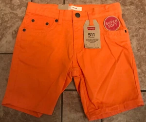 NWT Girls 7X Levis 511 Slim Short Orange Denim Knee Length Shorts Adjustable - Picture 1 of 2