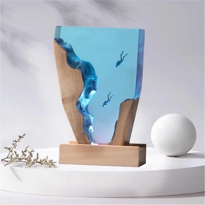 Epoxy Resin Diver Lamp, Diver Ocean Lamp,Handmade Home Decor Bedside Nightlig... - Image 1 of 4