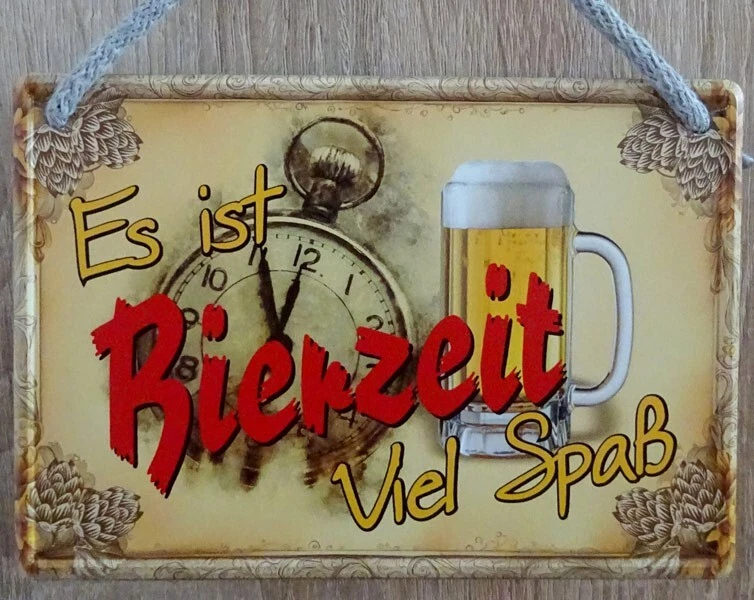 Hängeschild Es ist Bierzeit Blechschild Bier Deko 16,5x11,5 cm - 139 - Bild 1 von 1