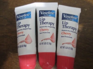 3x Vaseline Cherry Lip Therapy .35 oz Protects Dry Chapped Lips EXP. MR/15 - Picture 1 of 1
