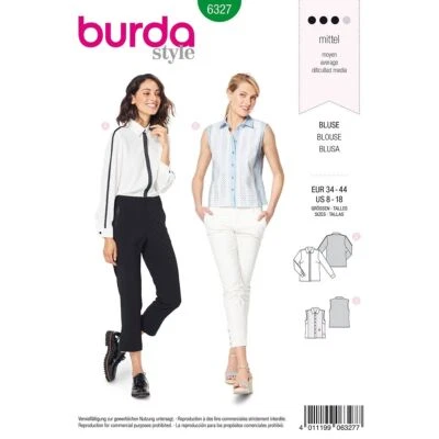 BURDA 6327 MISSES TOPS Sewing Pattern Sizes 8 - 18 Skill: AVERAGE 2 Styles - Image 1 of 4