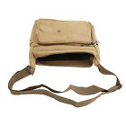 Canvas Messenger Bag Khaki Color Soft Antiwear Adjustable Strap Front Side P