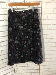 Eastex Vintage 1980s Maxi Skirt Black Floral Velvet A Line UK 14 Waist 28" - Picture 1 of 4