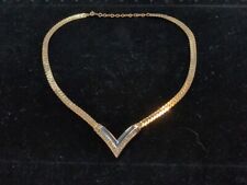 Vintage Christian Dior Gold Tone V Shaped Runway Necklace