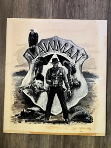 Original Gory Movie Illustration Art Painting 1971 Western Lawman Burt Lancaster - Picture 1 of 5