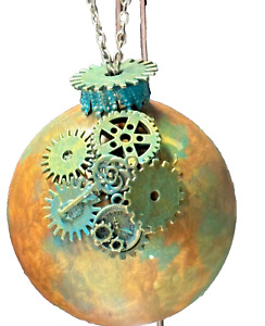 Artisan -2- Steampunk Gothic "Grenade Orb" Christmas Ornament Hand made Glass